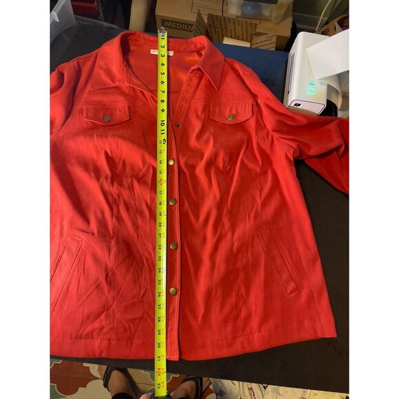 JM Collection Woman Orange Button Down Collared Shacket Jacket Sz 24W - Picture 9 of 10